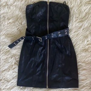 Faux leather mini dress
